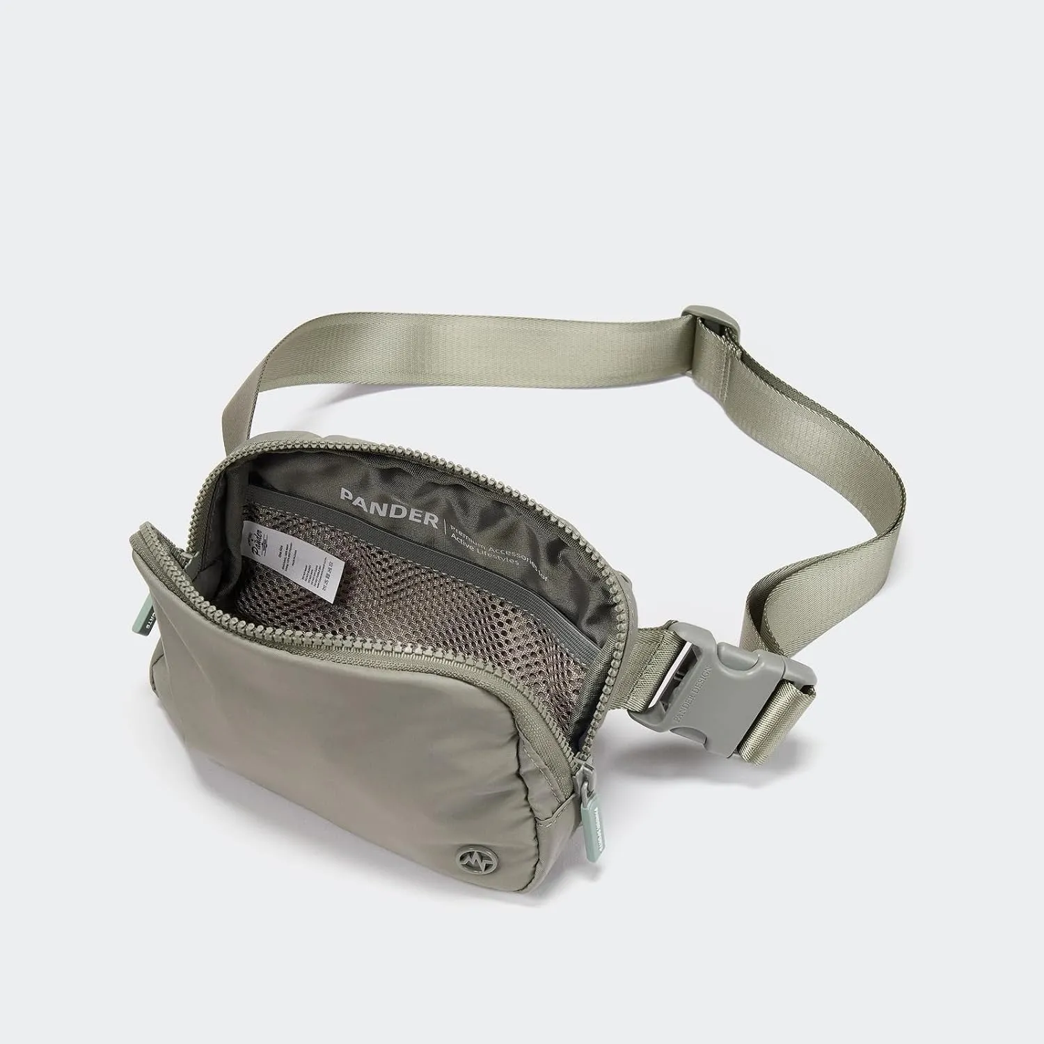 Pander Two Way Zipper Fanny Pack Nylon Everywhere Belt Bag for Women, Water Repellent Waist Packs, Crossbody Bags with Adjustable Strap (Grey Sage).