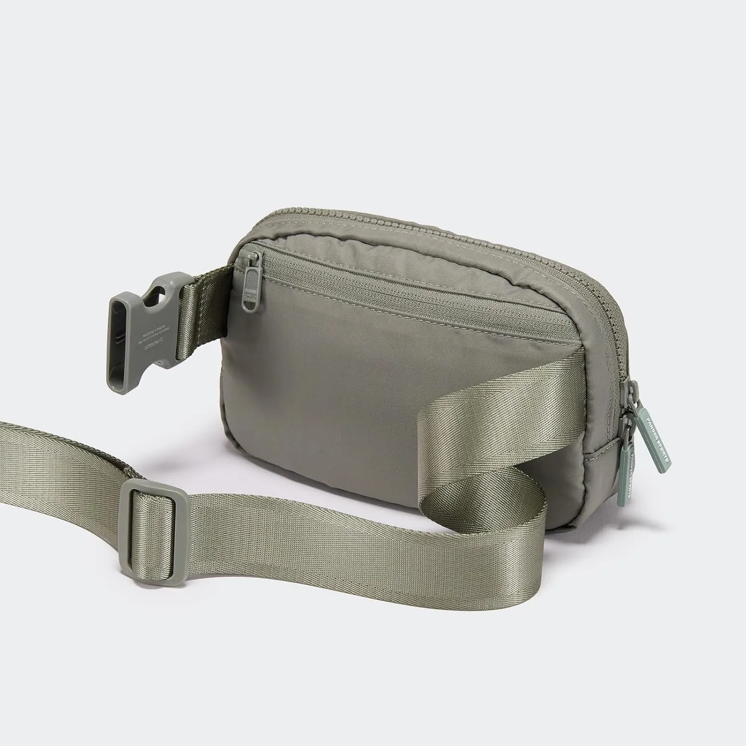 Pander Two Way Zipper Fanny Pack Nylon Everywhere Belt Bag for Women, Water Repellent Waist Packs, Crossbody Bags with Adjustable Strap (Grey Sage).