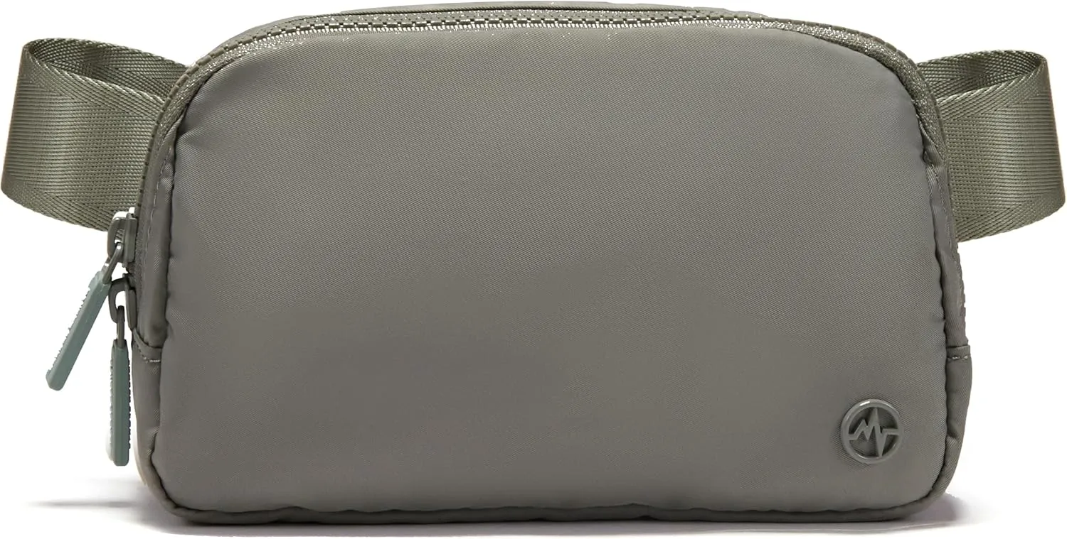 Pander Two Way Zipper Fanny Pack Nylon Everywhere Belt Bag for Women, Water Repellent Waist Packs, Crossbody Bags with Adjustable Strap (Grey Sage).