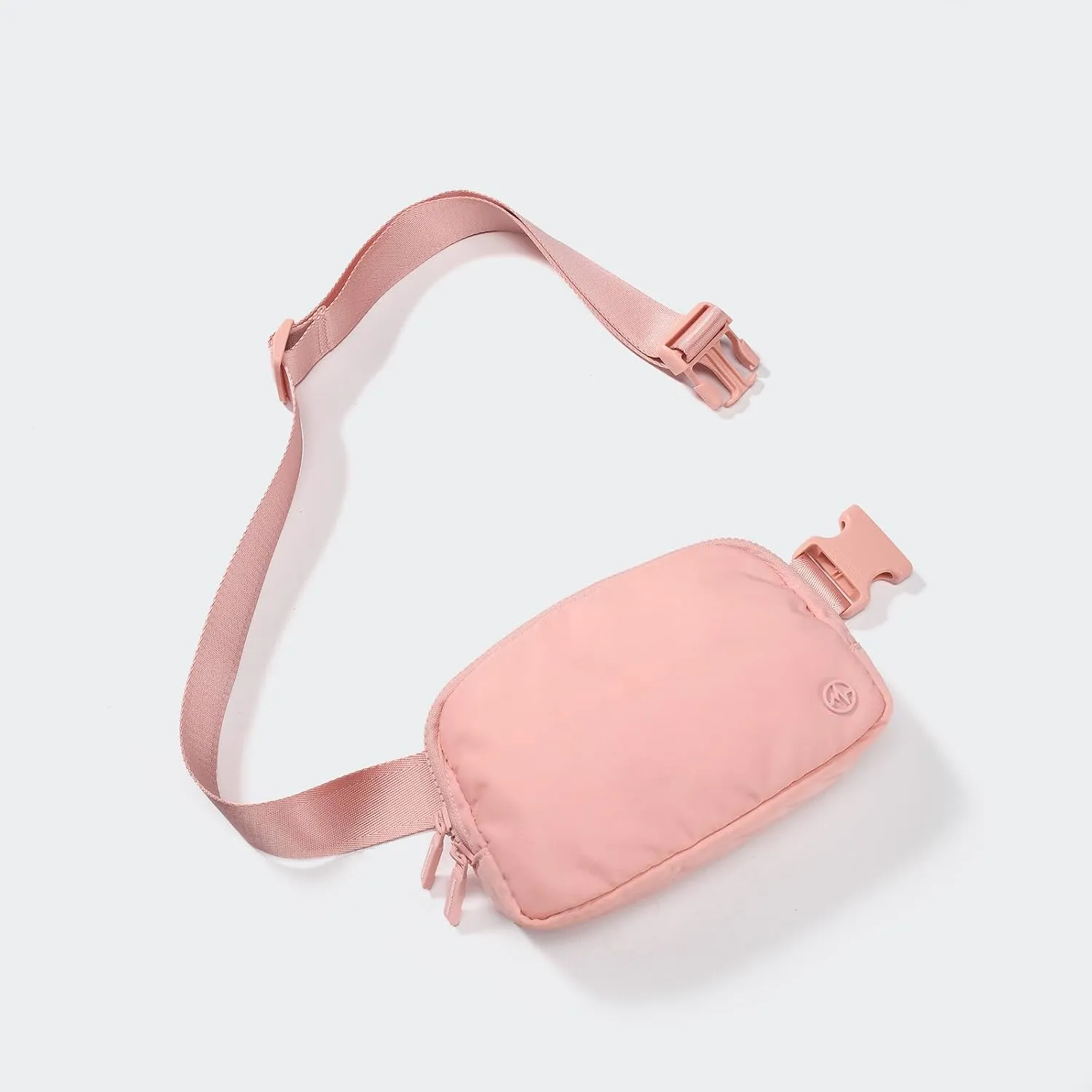 Pander Two Way Zipper Fanny Pack Nylon Everywhere Belt Bag for Women, Water Repellent Waist Packs, Crossbody Bags with Adjustable Strap (Mono Pink).