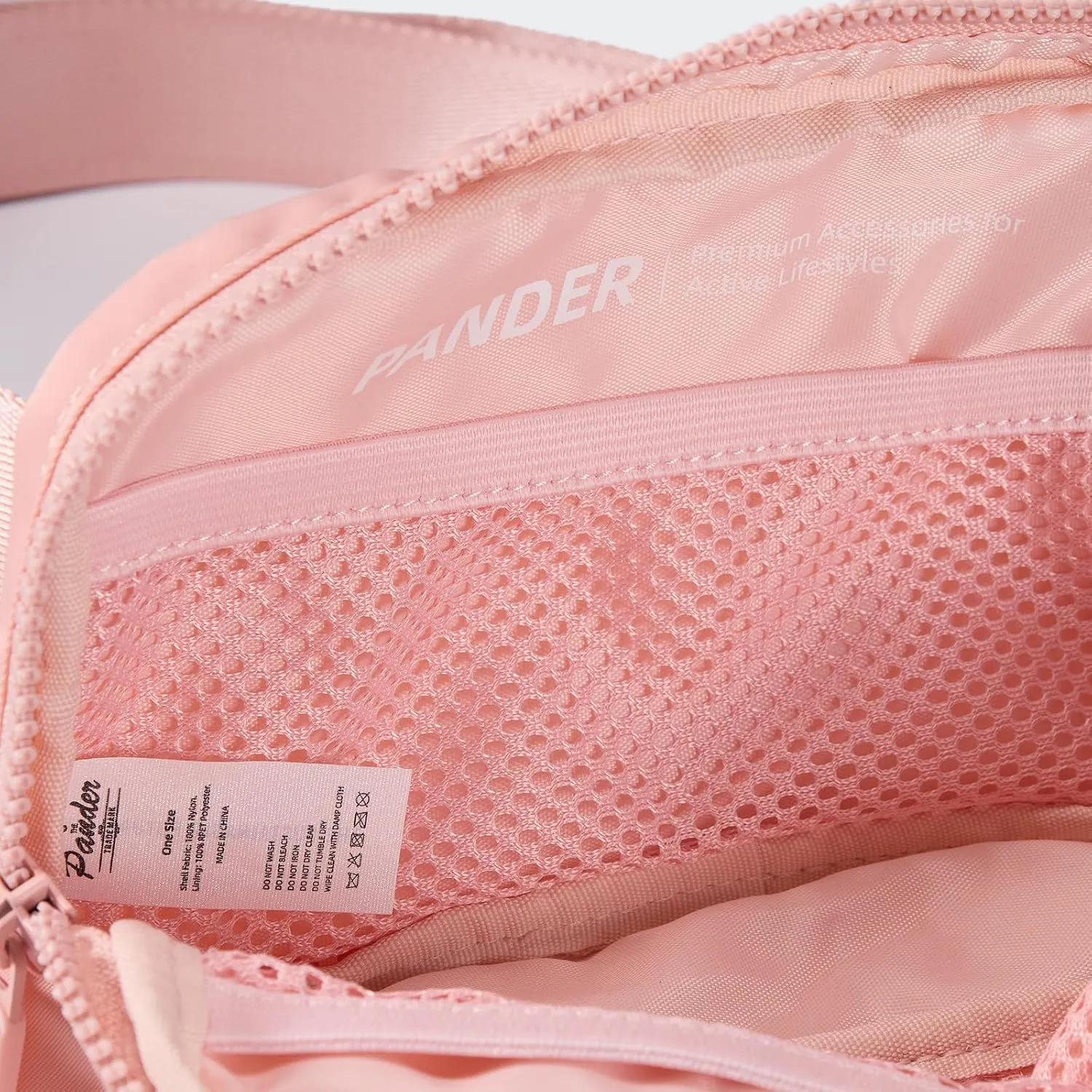 Pander Two Way Zipper Fanny Pack Nylon Everywhere Belt Bag for Women, Water Repellent Waist Packs, Crossbody Bags with Adjustable Strap (Mono Pink).