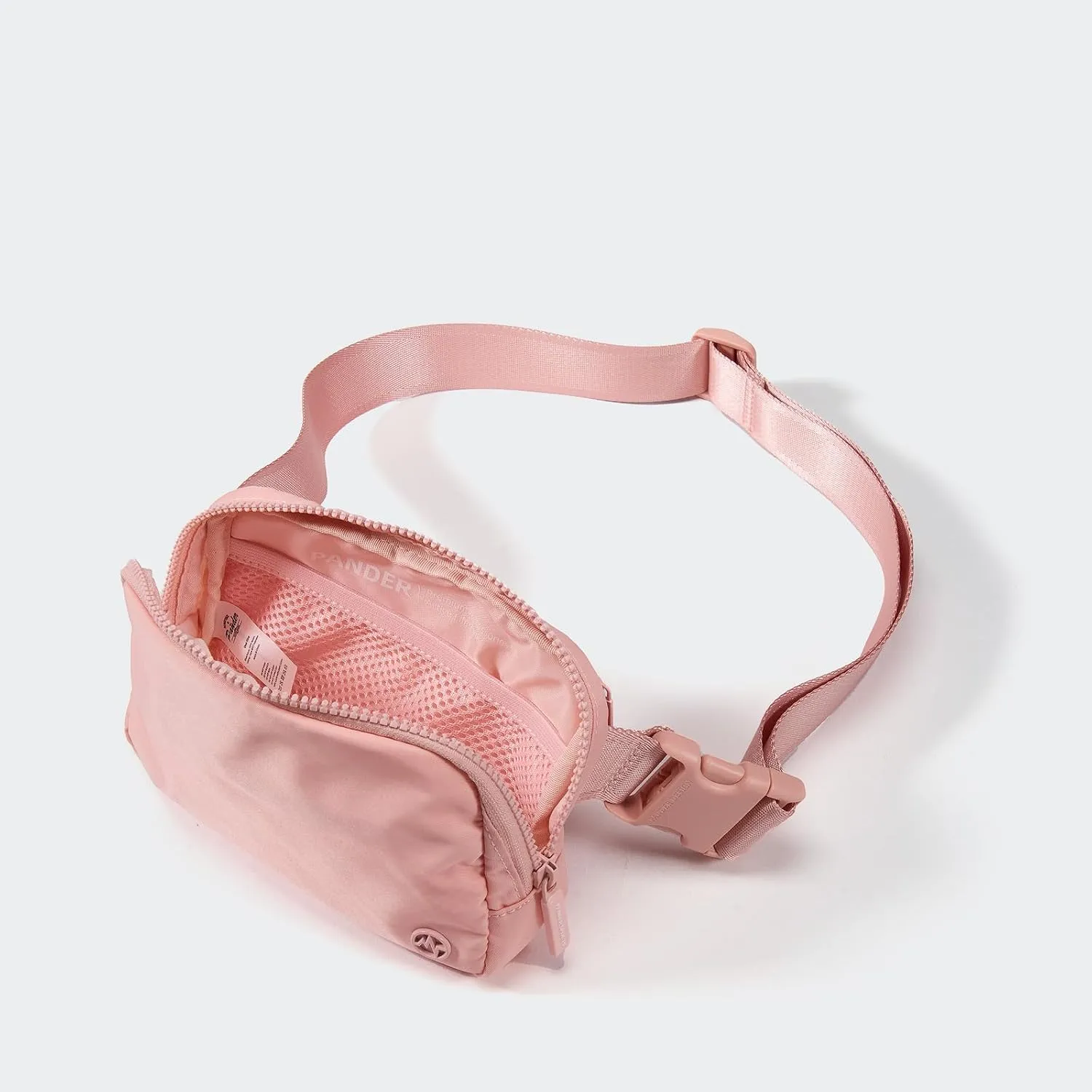 Pander Two Way Zipper Fanny Pack Nylon Everywhere Belt Bag for Women, Water Repellent Waist Packs, Crossbody Bags with Adjustable Strap (Mono Pink).