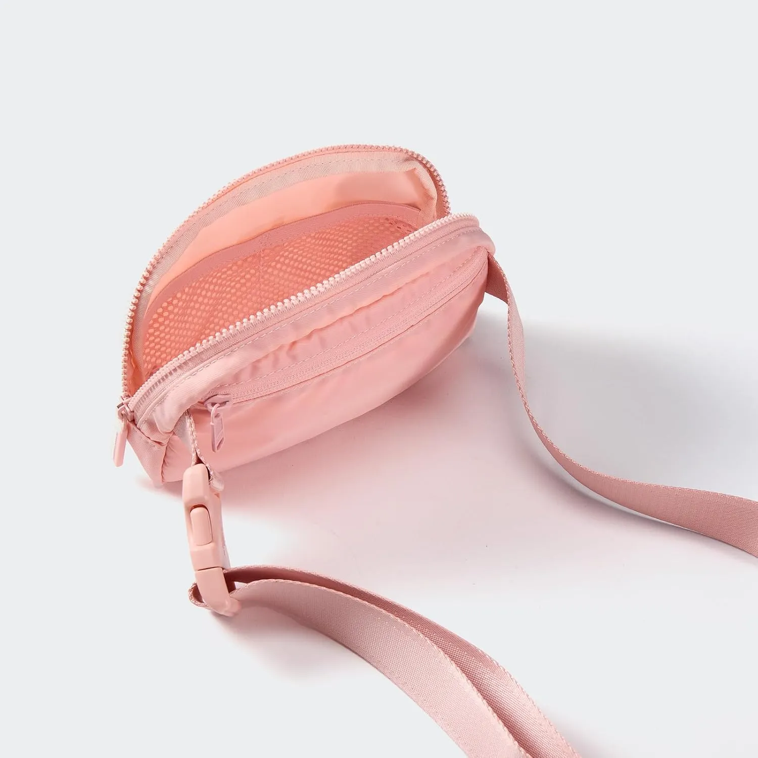 Pander Two Way Zipper Fanny Pack Nylon Everywhere Belt Bag for Women, Water Repellent Waist Packs, Crossbody Bags with Adjustable Strap (Mono Pink).