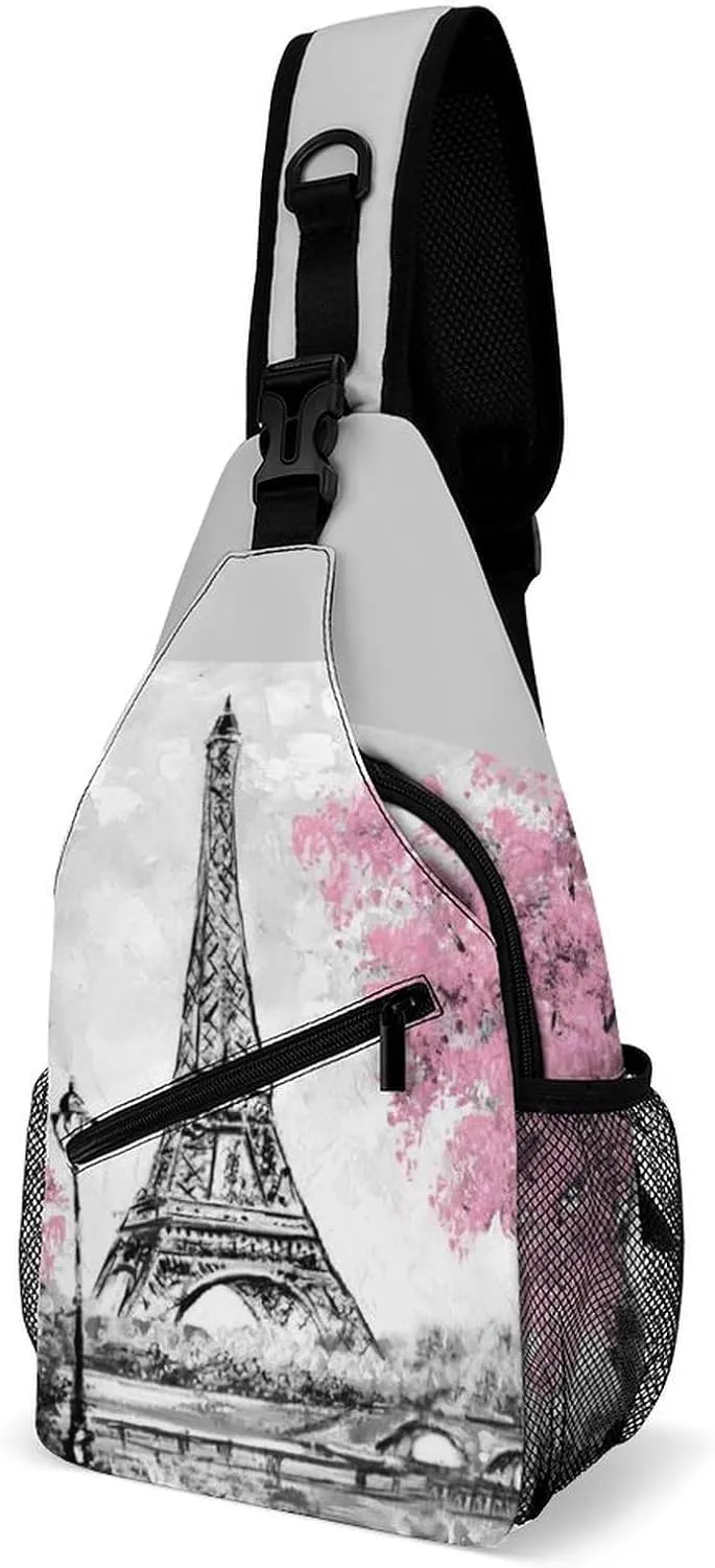 Paris Tower Sling Backpack Mens Women Crossbody Backpack Chest Bag Cycling Daypack Shoulder Bag Small Cross Body Bags Outdoor Backpacks