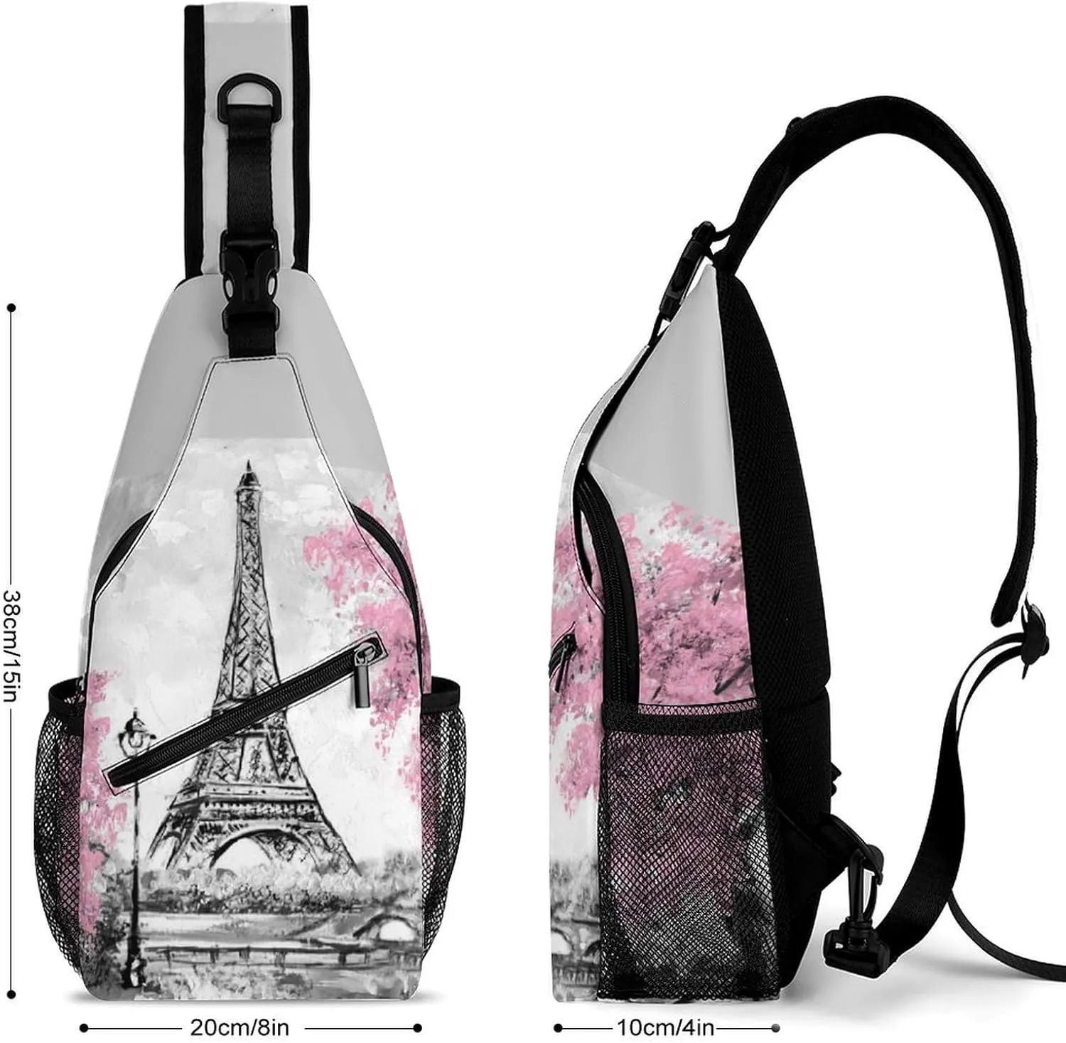 Paris Tower Sling Backpack Mens Women Crossbody Backpack Chest Bag Cycling Daypack Shoulder Bag Small Cross Body Bags Outdoor Backpacks