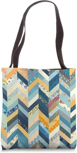 Patchwork Herring Bone Pattern Tote Bag