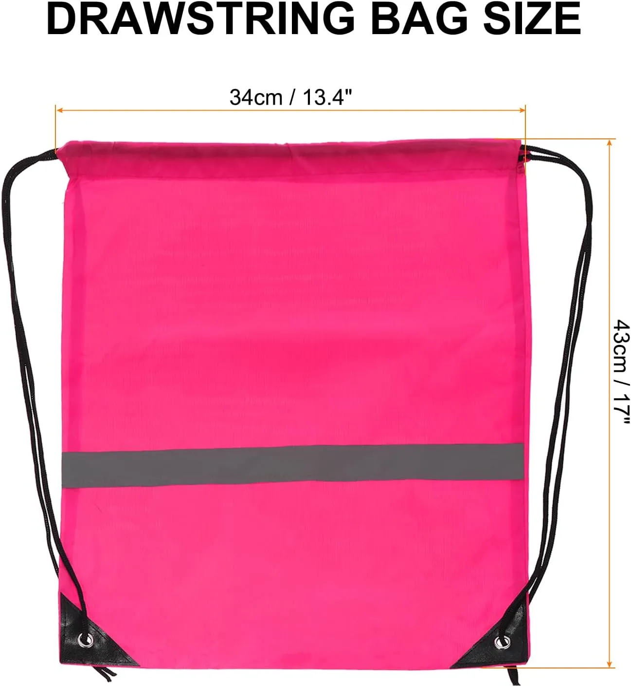 PATIKIL Drawstring Backpack Bulk 25 Pack 210D Polyester Cinch Sack Draw String Bags with Reflective Strips for DIY Women Men Gym Sport Travel Party, Rose Red (17" x 13.4")