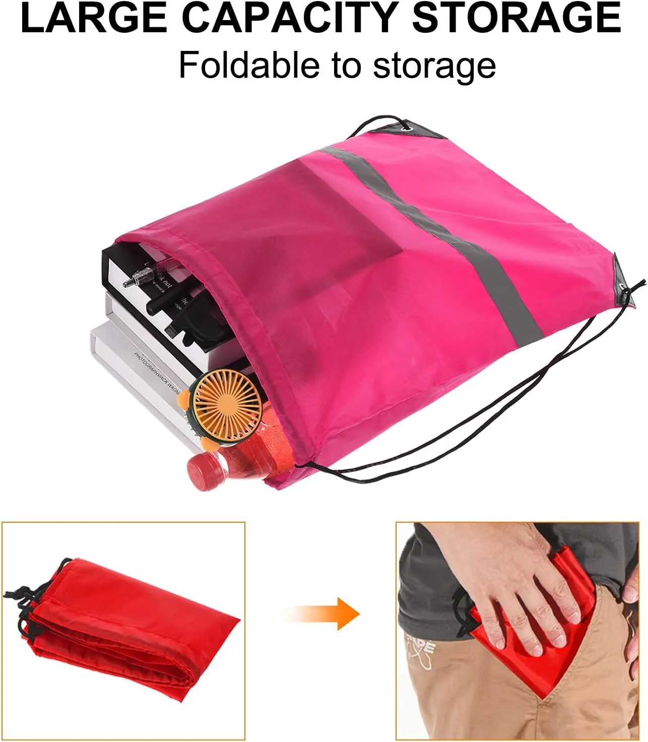 PATIKIL Drawstring Backpack Bulk 25 Pack 210D Polyester Cinch Sack Draw String Bags with Reflective Strips for DIY Women Men Gym Sport Travel Party, Rose Red (17" x 13.4")