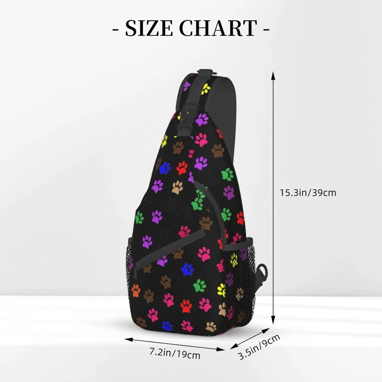 Paw Printed Unisex Casual Diagonal Chest Bag,Multipurpose Crossbody Shoulder Bag Travel Hiking Daypack