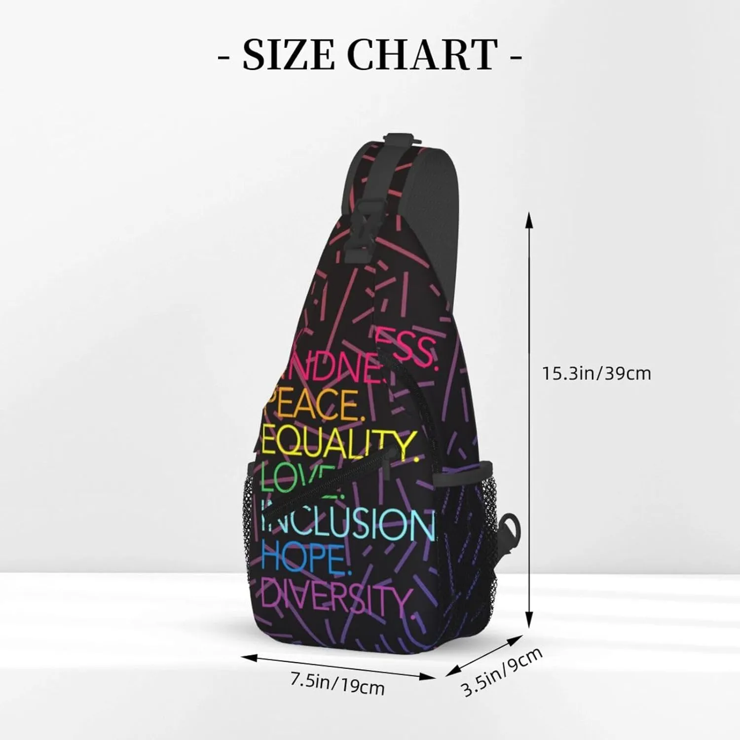 Peace Love Hope Equality Inclusion Diversity Crossbody Backpack For Men Women Sling Shoulder Dachshunds Dog Chest Bag Lightweight One Strap Multipurpose Travel Hiking Daypack