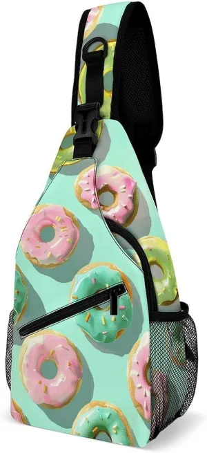 Peach Pot Pattern Sling Bag Lightweight Crossbody Chest Pack Travel Shoulder Bag with Adjustable Strap