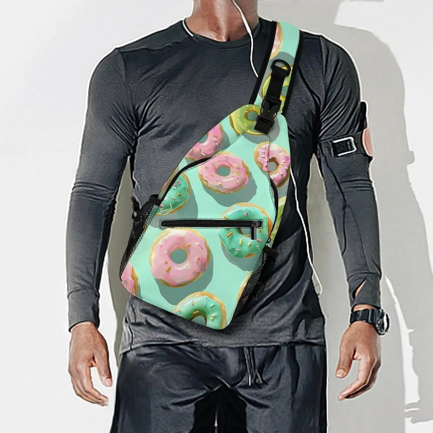Peach Pot Pattern Sling Bag Lightweight Crossbody Chest Pack Travel Shoulder Bag with Adjustable Strap