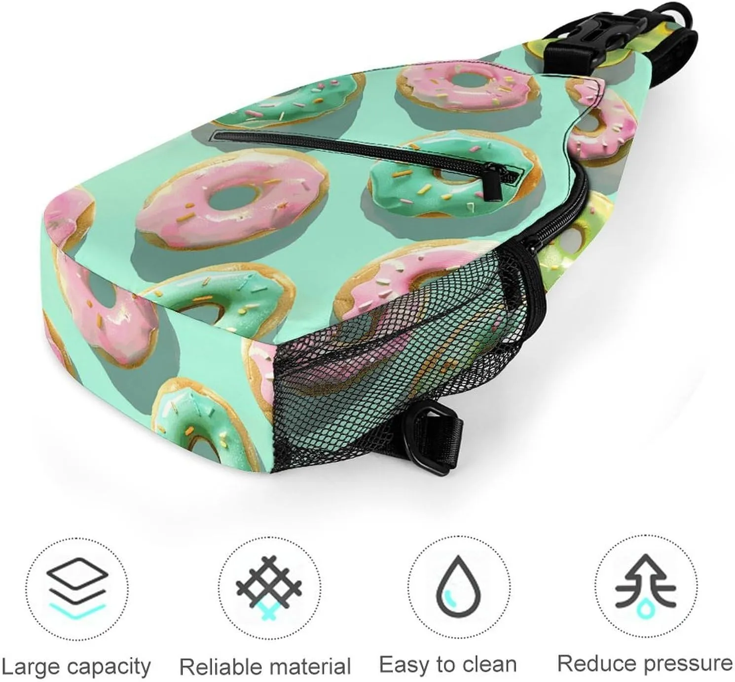 Peach Pot Pattern Sling Bag Lightweight Crossbody Chest Pack Travel Shoulder Bag with Adjustable Strap