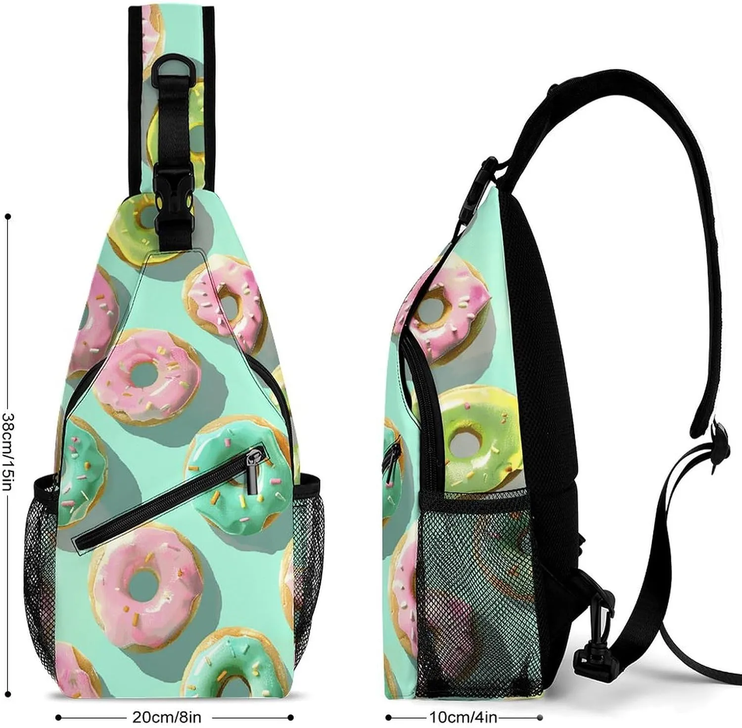 Peach Pot Pattern Sling Bag Lightweight Crossbody Chest Pack Travel Shoulder Bag with Adjustable Strap