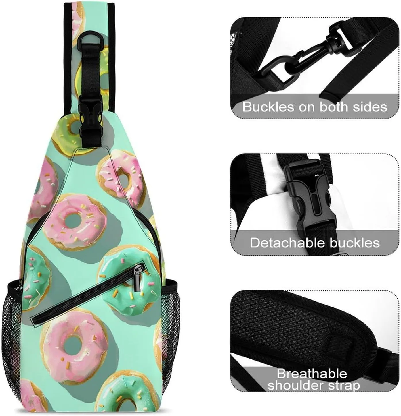 Peach Pot Pattern Sling Bag Lightweight Crossbody Chest Pack Travel Shoulder Bag with Adjustable Strap