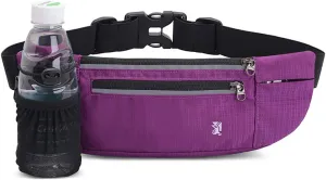 Peicees Fanny Pack with Water Bottle Holder Waist Bag for Men Women Water Resistant Lightweight Reflective Adjustable Running Belt Headphone Bag Travel Pocket for Outdoor Camping Fitness Hiking