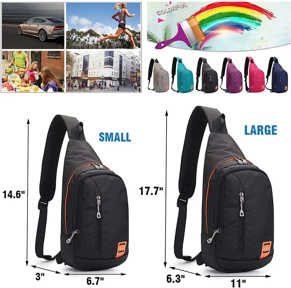 Peicees Small Sling Backpack Waterproof Unisex Shoulder Bag Chest Crossbody Daypack