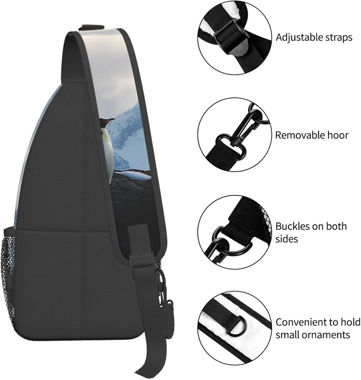 Penguins On The Cold Mountain Sling Bag Backpack For Men Cross Chest Bag Crossbody Shoulder Bag Travel Hiking Daypack