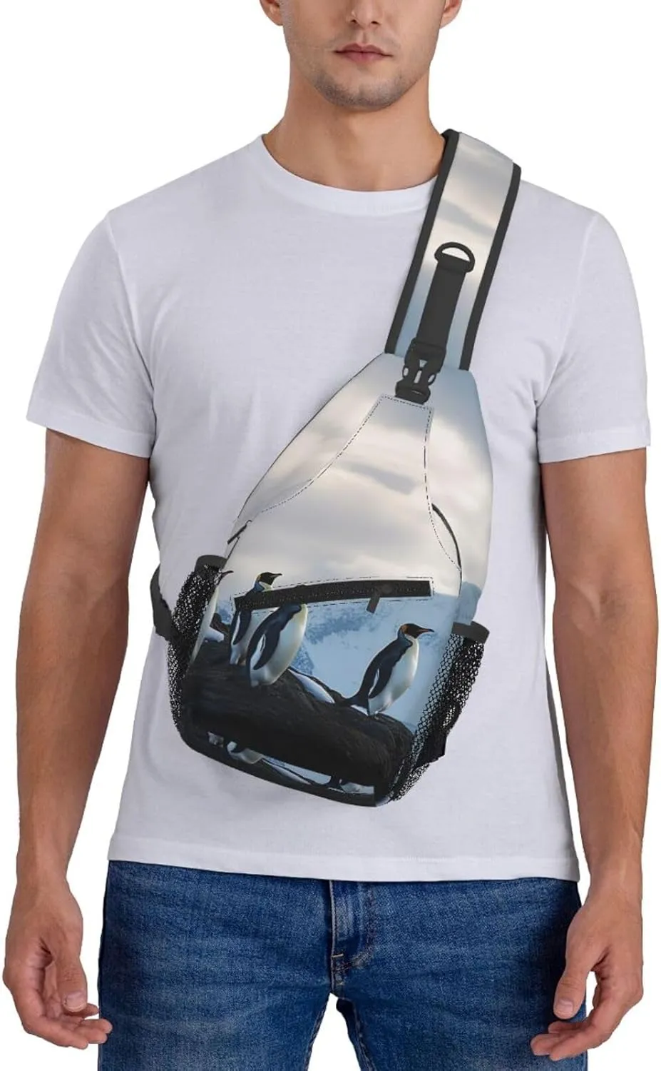 Penguins On The Cold Mountain Sling Bag Backpack For Men Cross Chest Bag Crossbody Shoulder Bag Travel Hiking Daypack