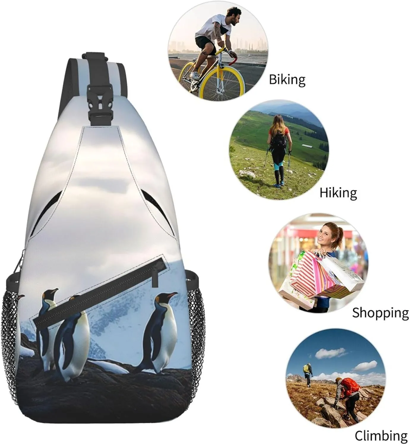 Penguins On The Cold Mountain Sling Bag Backpack For Men Cross Chest Bag Crossbody Shoulder Bag Travel Hiking Daypack