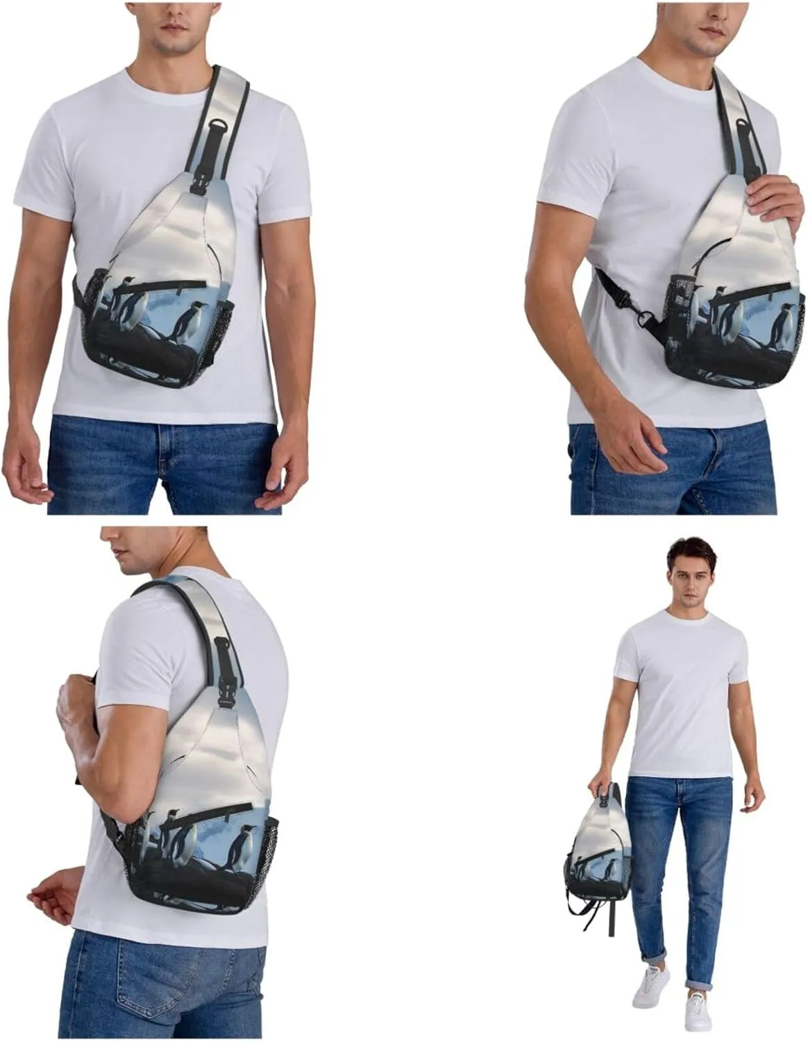 Penguins On The Cold Mountain Sling Bag Backpack For Men Cross Chest Bag Crossbody Shoulder Bag Travel Hiking Daypack