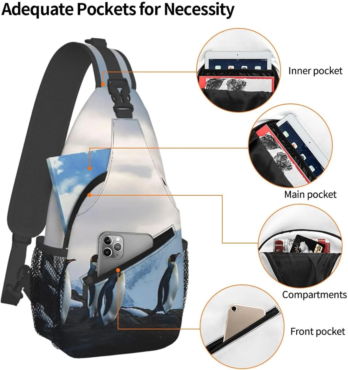 Penguins On The Cold Mountain Sling Bag Backpack For Men Cross Chest Bag Crossbody Shoulder Bag Travel Hiking Daypack
