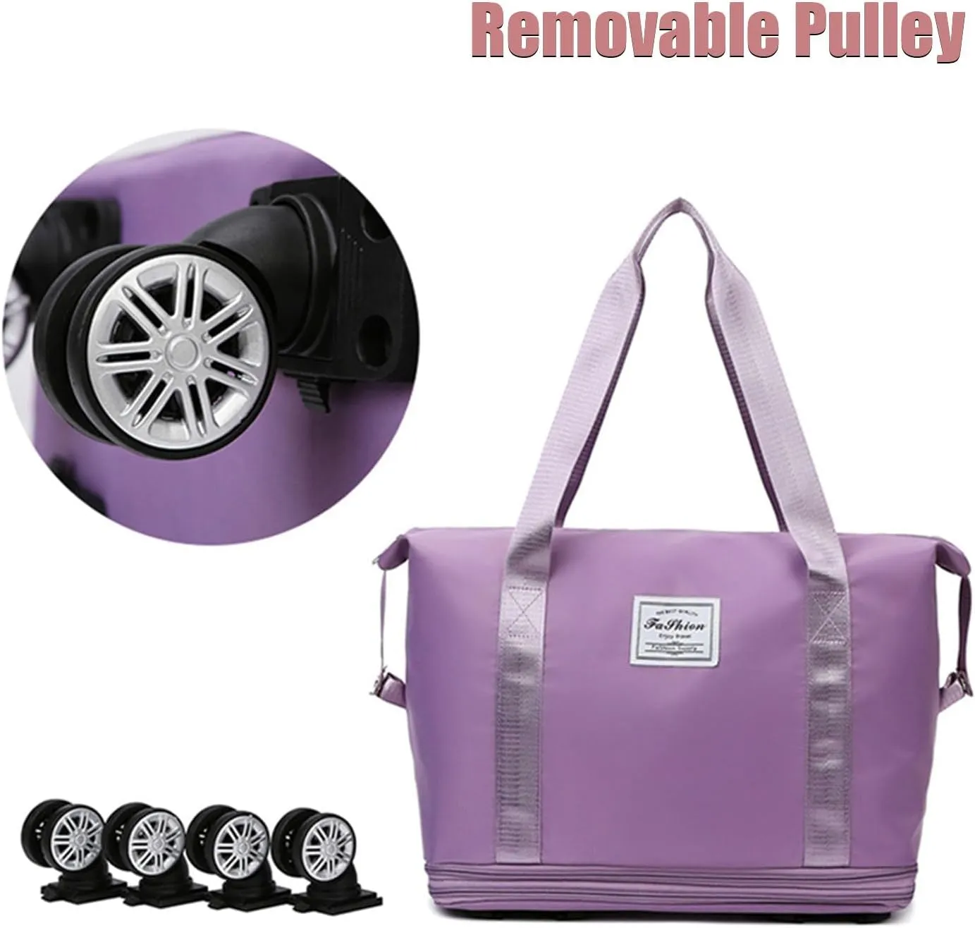 Pepepo Travel Bag with Wheels, Large Capacity Expandable Duffle, Removable Universal Wheels, Wet Dry Compartments (Blue)