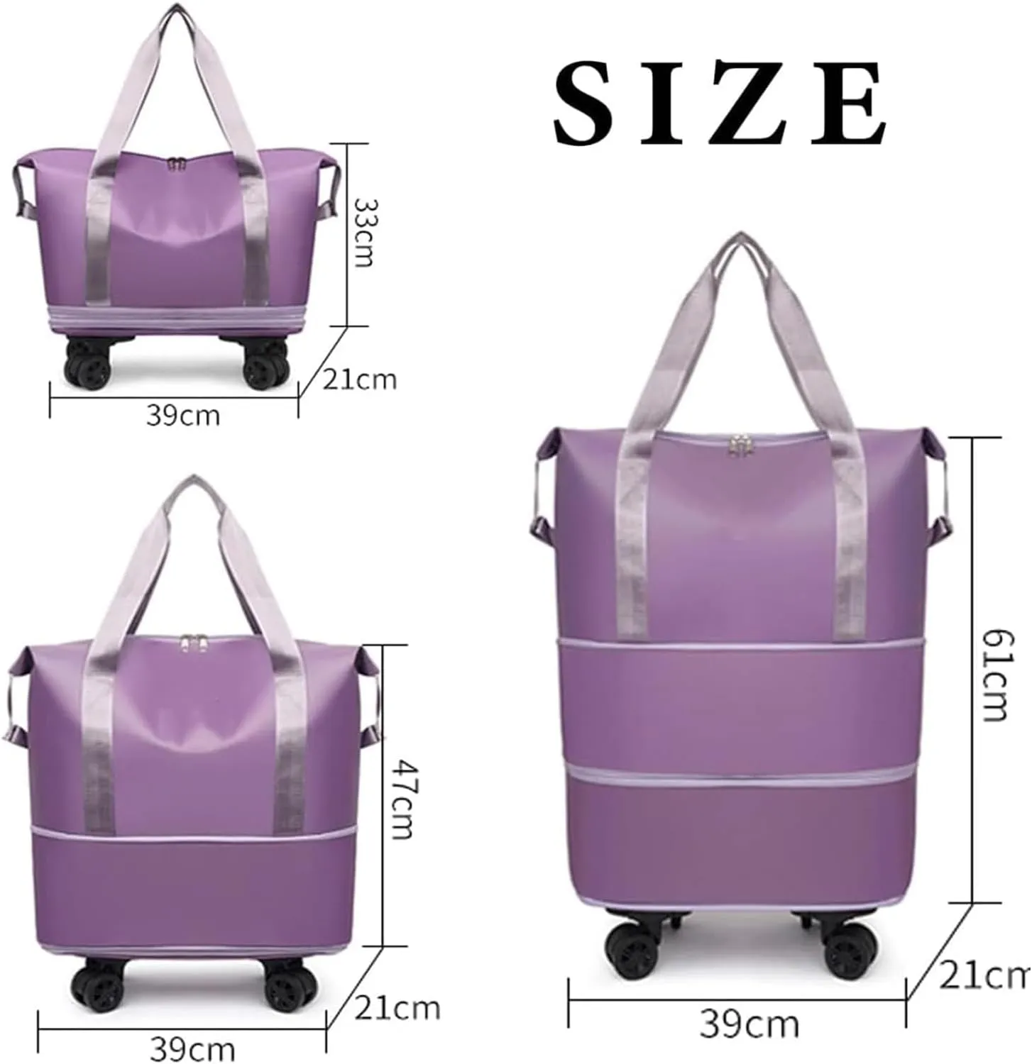 Pepepo Travel Bag with Wheels,Beente Travel Bag with Wheels,Kulken Large Capacity Travel Bags -Universal Wheel Removable (E)
