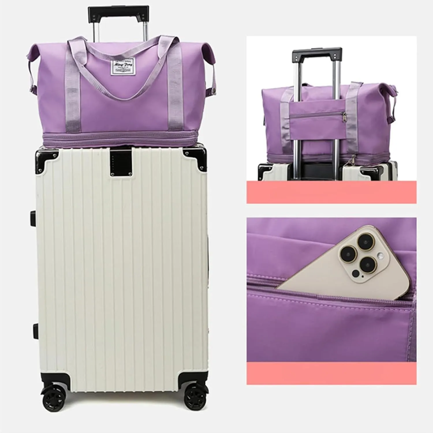 Pepepo Travel Bag with Wheels,Beente Travel Bag with Wheels,Kulken Large Capacity Travel Bags -Universal Wheel Removable (E)