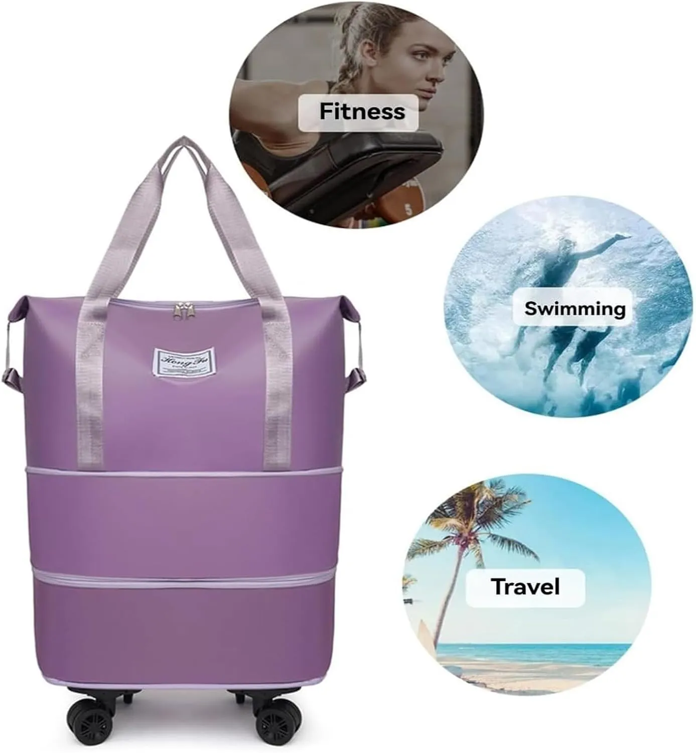 Pepepo Travel Bag with Wheels,Beente Travel Bag with Wheels,Kulken Large Capacity Travel Bags -Universal Wheel Removable (E)