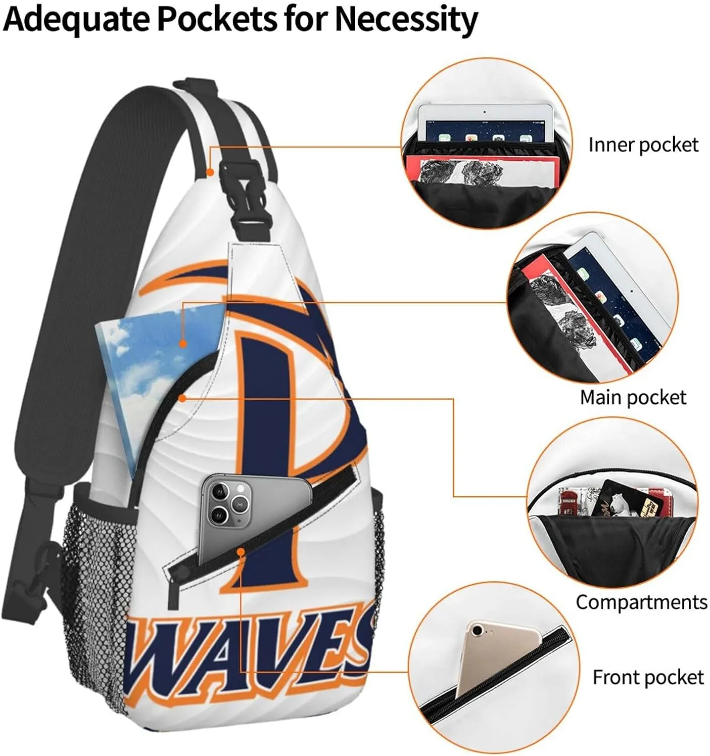 Pepperdine University Small Crossbody Backpack Sling Bag For Men Women Mini One Shoulder Chest Bags Gym Sport Travel Hiking Daypack