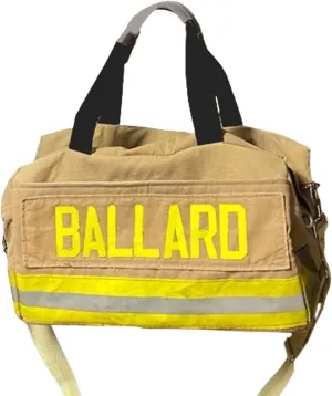 Personalized Bunker Gear Duffle Bag, Custom Firefighter Reflective Stripes Duffle Bag with Name/Department, Large Turnout Gym Bag, Firefighter Decommissioned Gift (Style A)