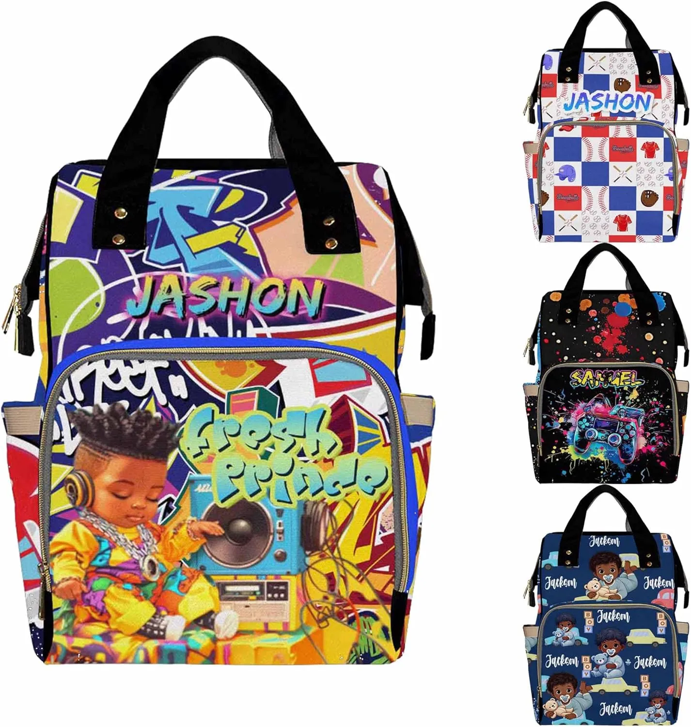 Personalized Diaper Bag Backpack with Name-Custom School Bag Travel Outdoor Nappy Mommy Nursing Bag for Kids