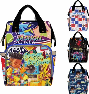 Personalized Diaper Bag Backpack with Name-Custom School Bag Travel Outdoor Nappy Mommy Nursing Bag for Kids