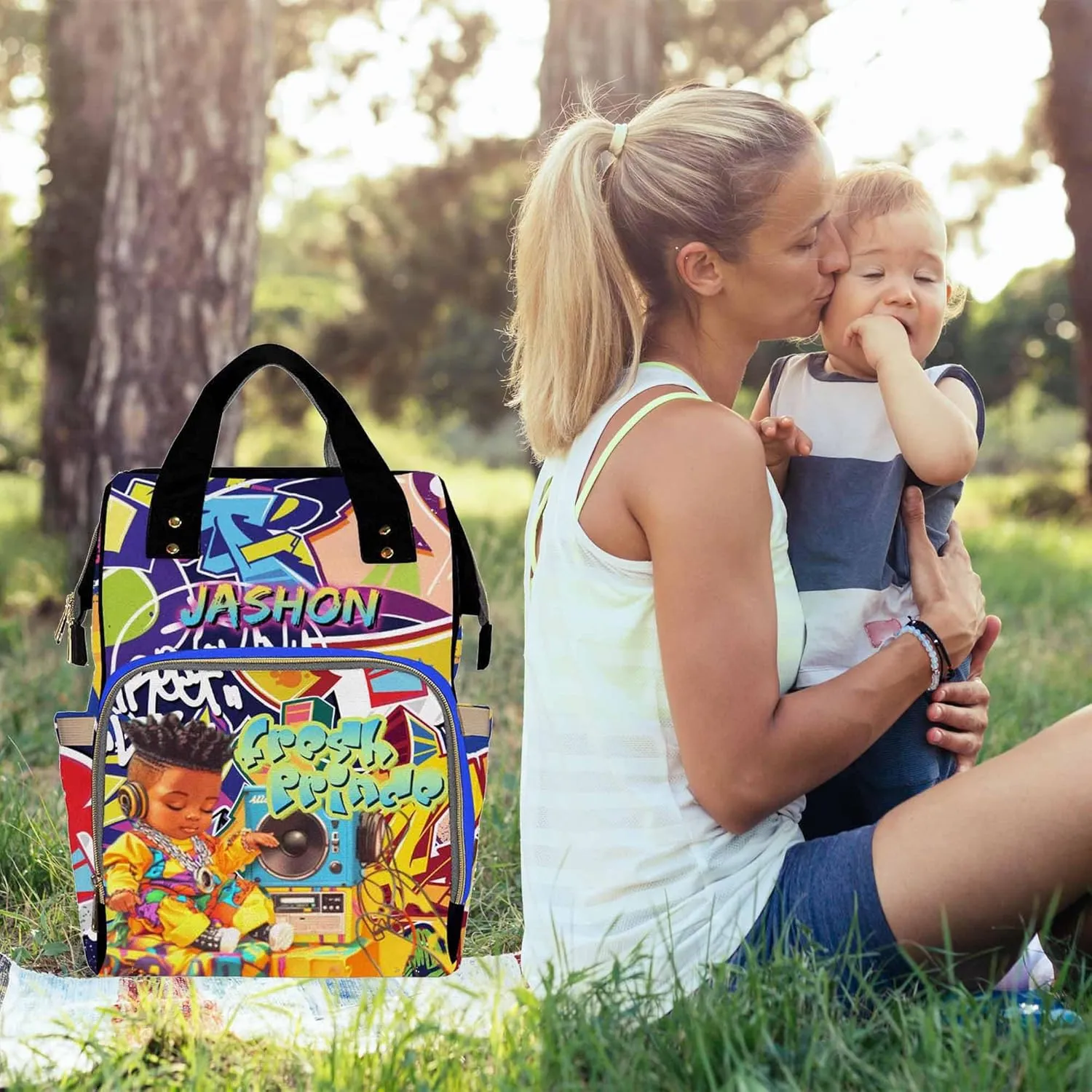 Personalized Diaper Bag Backpack with Name-Custom School Bag Travel Outdoor Nappy Mommy Nursing Bag for Kids