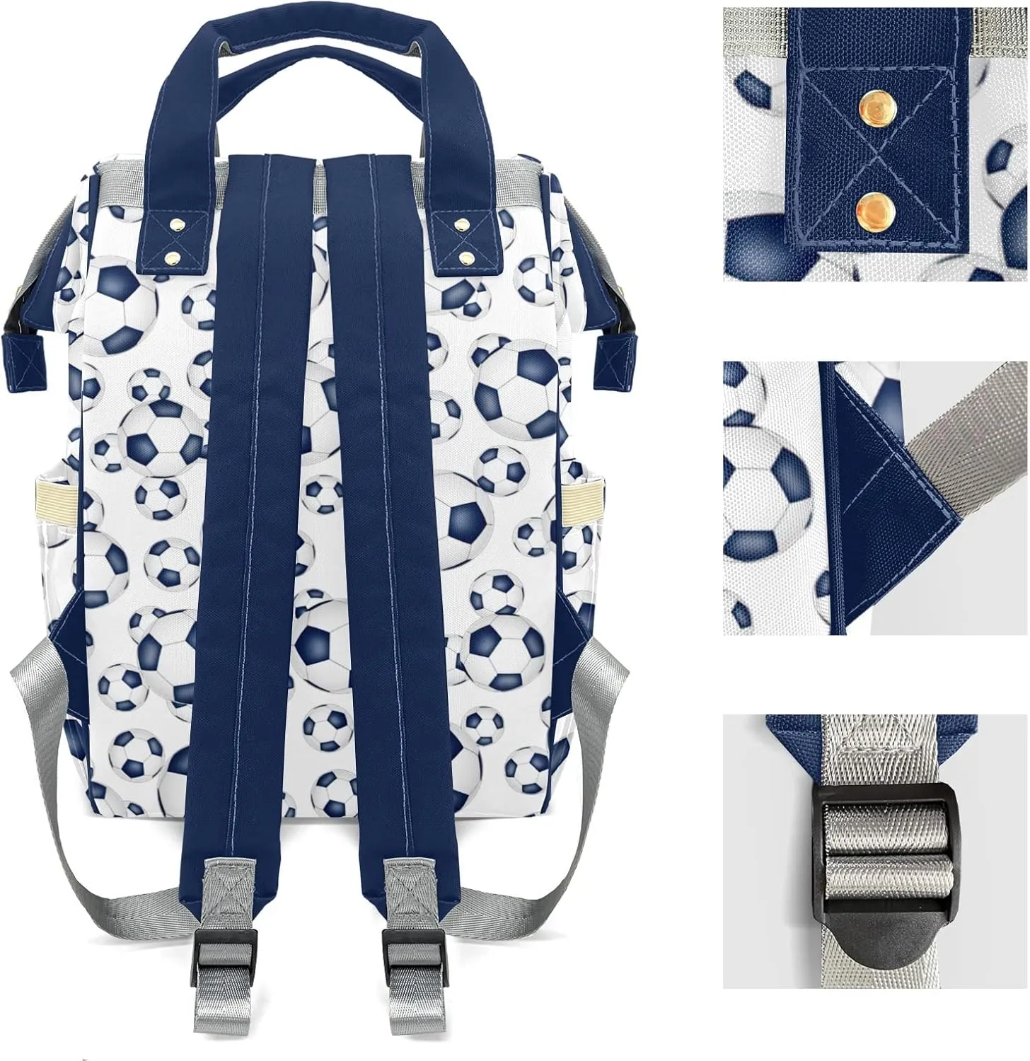 Personalized Diaper Bags Soccer Football Pattern Backpack with Name Mommy Nursing Bags Gifts for Mom Dad