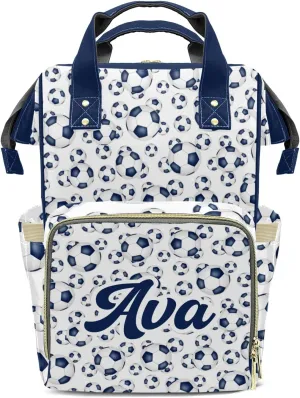 Personalized Diaper Bags Soccer Football Pattern Backpack with Name Mommy Nursing Bags Gifts for Mom Dad