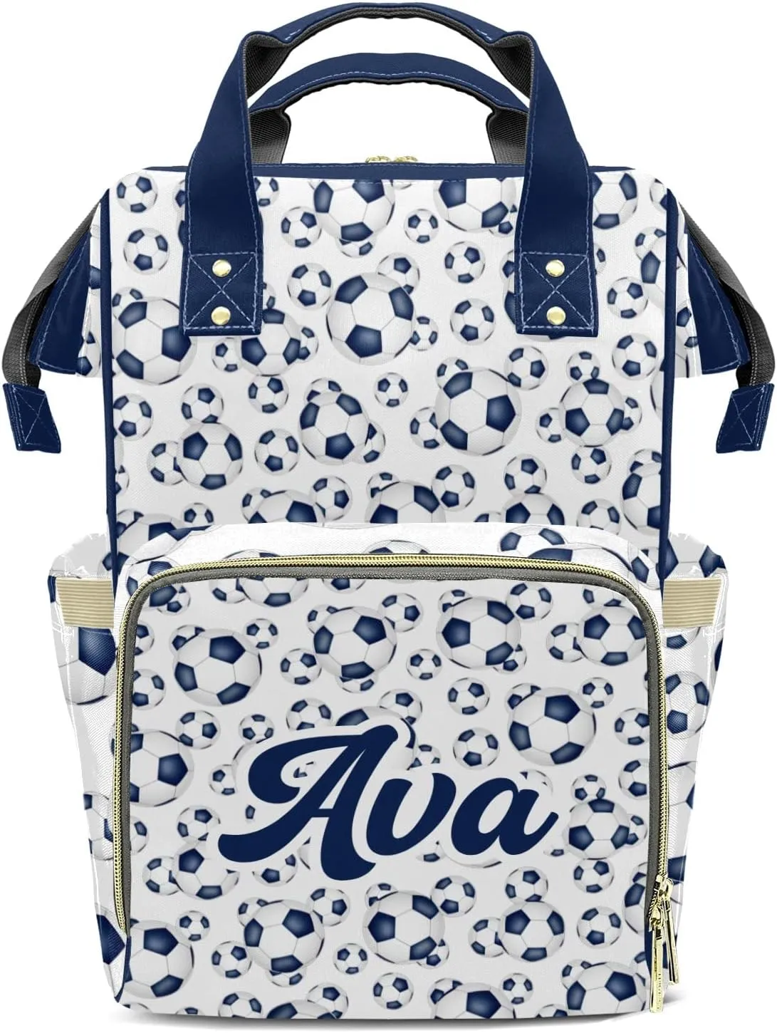 Personalized Diaper Bags Soccer Football Pattern Backpack with Name Mommy Nursing Bags Gifts for Mom Dad