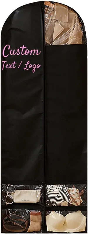 Personalized Dress Bags for Gowns, 63'' 55'' 47'' 39'' Custom Garment Bag Embroidered Name/Text Suit Bag Covers for Closet Storage and Travel Breathable Recital Garment Holders for Men Women