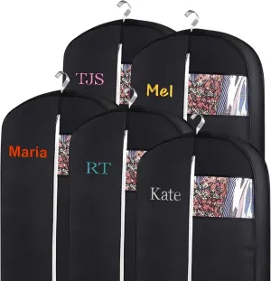 Personalized Garment bag for Hanging Clothes and Travel- Custom Black Suit Bags for Closet Storage with 2 Mesh Pockets for Men & Women - Ideal for Wedding Dress Garment Bag Storage with Carry Handle
