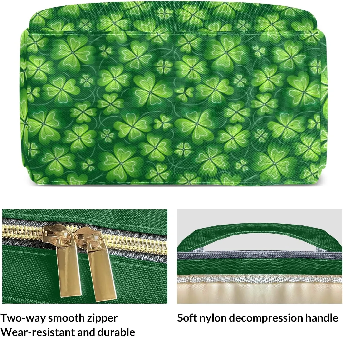 Personalized Green Clover Diaper Bags Backpack Custom Text Bag Boy Girl Gifts for Mother Father