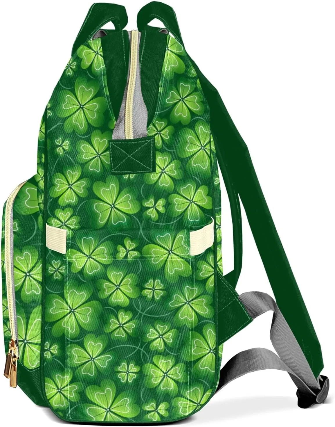 Personalized Green Clover Diaper Bags Backpack Custom Text Bag Boy Girl Gifts for Mother Father