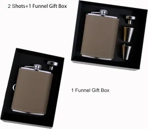 Personalized Hip Flask for Men, Groomsmen Best Man Gift with Initial for Wedding, 8oz Custom Leather Engraved Drinking Flask for Bachelor Party Christmas Birthday Gift, Khaki