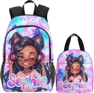Personalized Kids Backpack for Girls Boys Custom School Backpacks with Lunch Bag Customized Back to School Bookbag with Name Bookbag for Daughter Son Fashion Unique Gift for Preschool Kindergarten