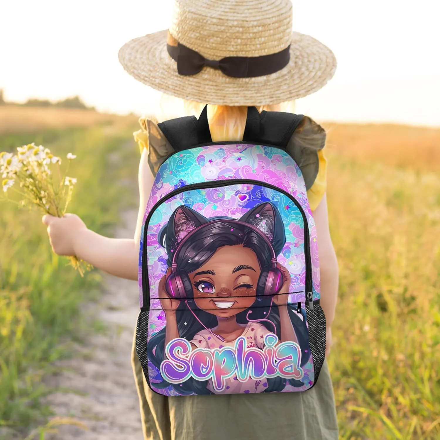 Personalized Kids Backpack for Girls Boys Custom School Backpacks with Lunch Bag Customized Back to School Bookbag with Name Bookbag for Daughter Son Fashion Unique Gift for Preschool Kindergarten