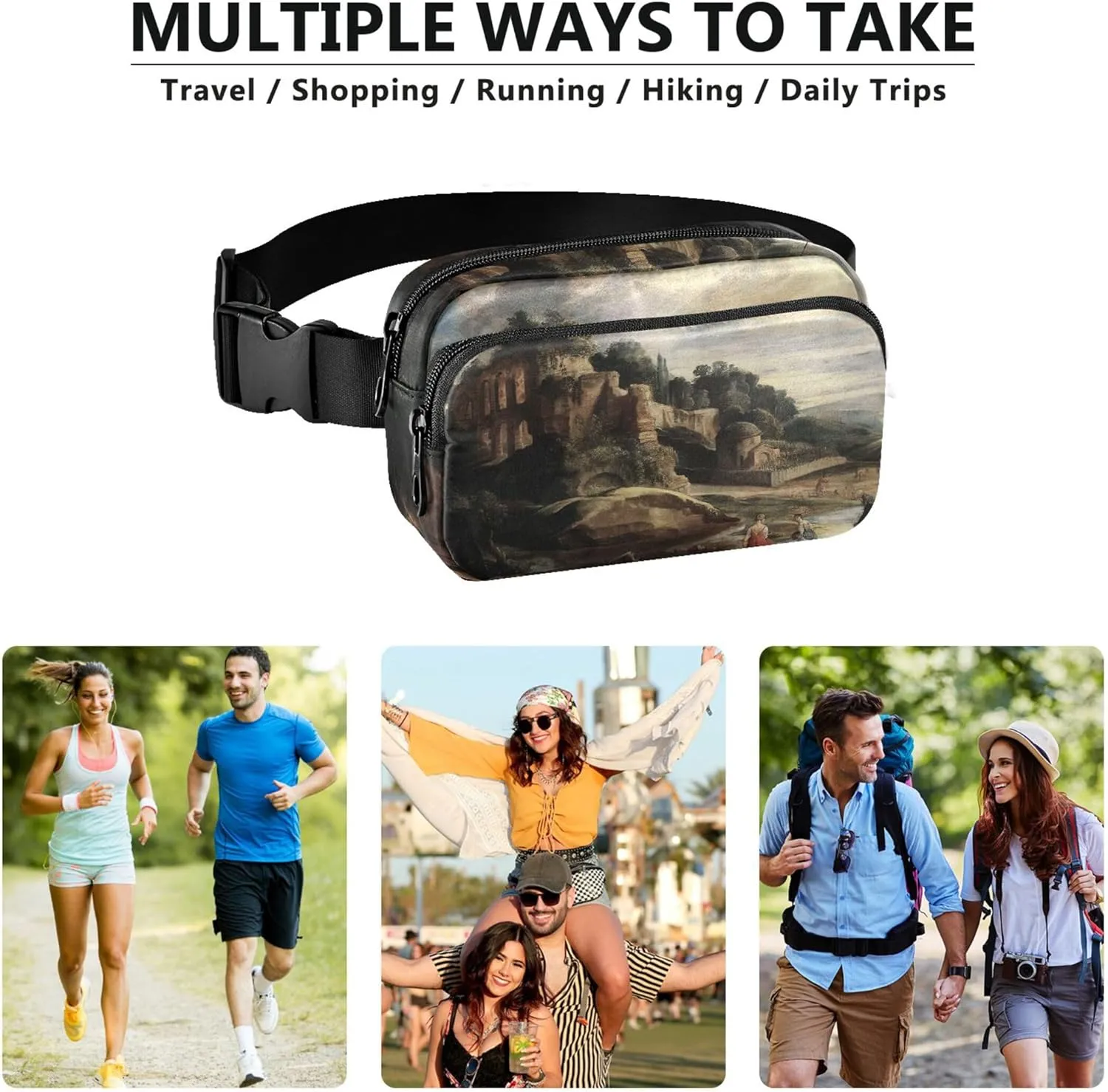 Peter Paul Rubens Painting Roman Villa Womens Fanny Pack Waterproof Hip Pack Belt Bag Cute Waist Pack for Women