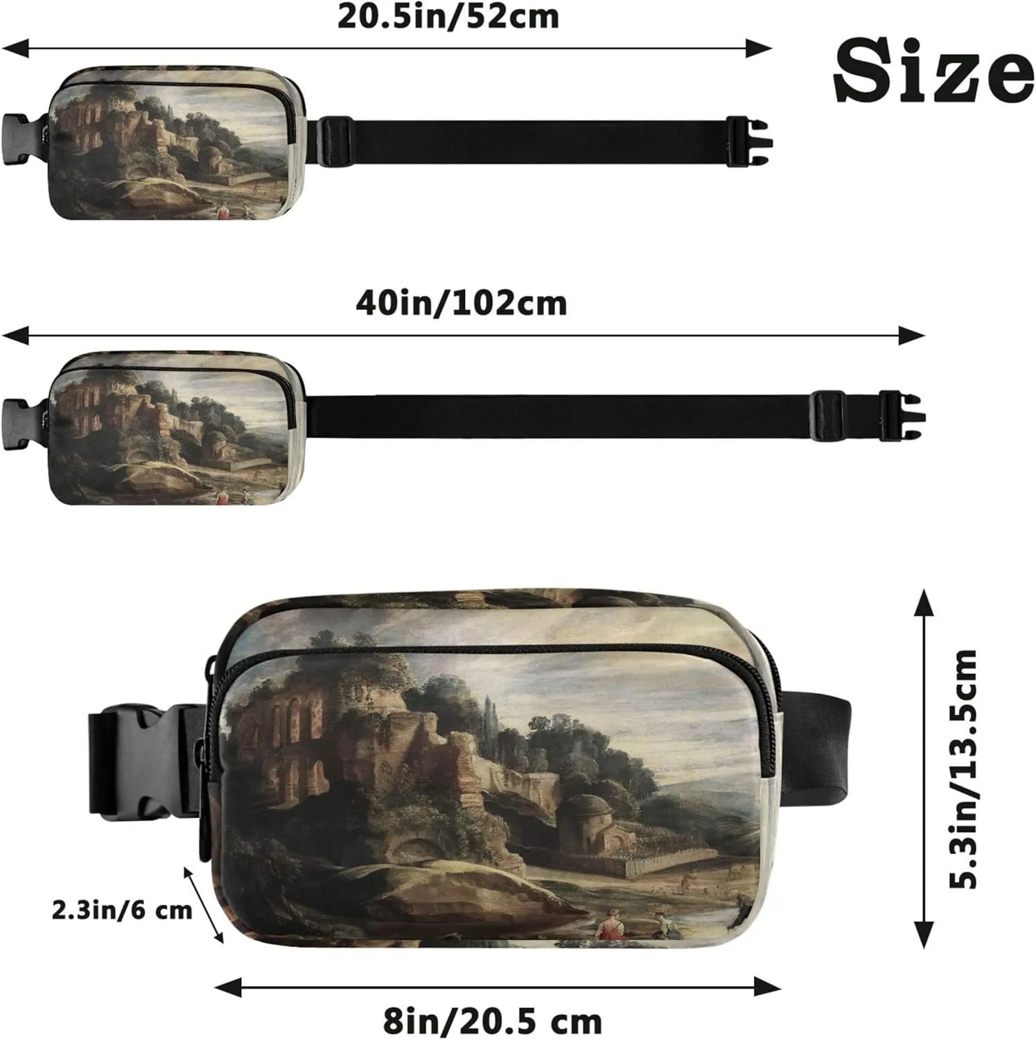 Peter Paul Rubens Painting Roman Villa Womens Fanny Pack Waterproof Hip Pack Belt Bag Cute Waist Pack for Women