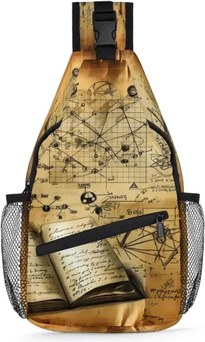 Physics Icons Book Sling Backpack for Women Men Waterproof Antitheft Chest Bag Lightweight Travel Crossbody Shoulder Bag for Shopping Outdoor Leisure Sports Mountaineering Riding