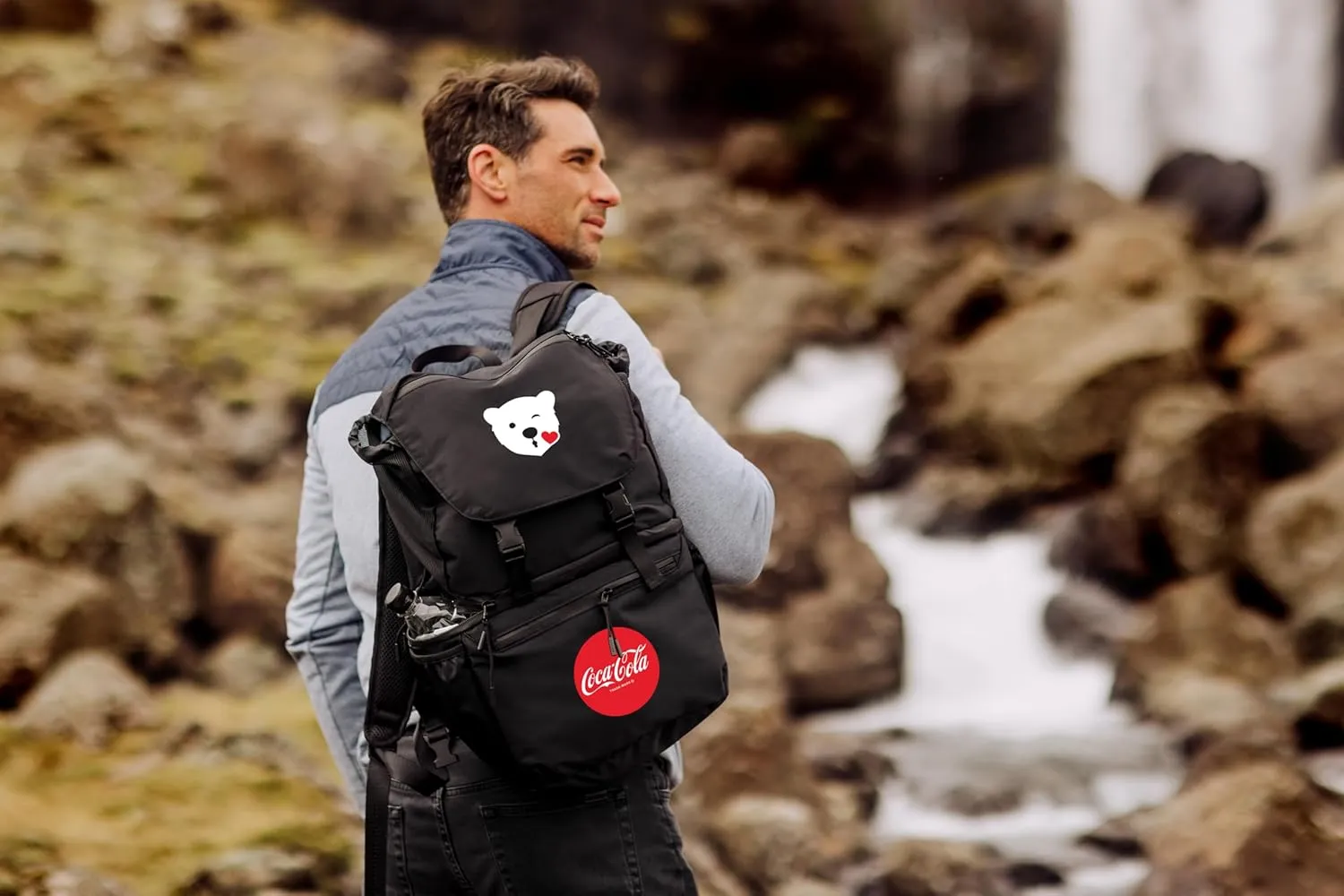 PICNIC TIME Coca-Cola Tarana Backpack Cooler made with Recycled Material, Soft Cooler Backpack, Upcycled Cooler Bag, (Carbon Black)