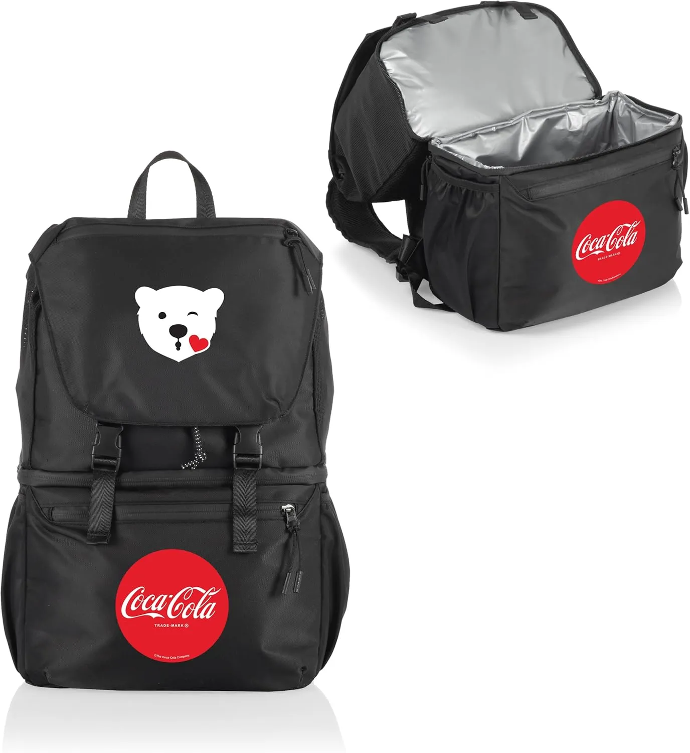 PICNIC TIME Coca-Cola Tarana Backpack Cooler made with Recycled Material, Soft Cooler Backpack, Upcycled Cooler Bag, (Carbon Black)